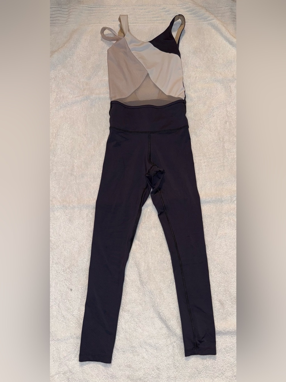 Tiger Friday Size Child X-Large Two-Tone Black and Cream Dance Leotard Unitard